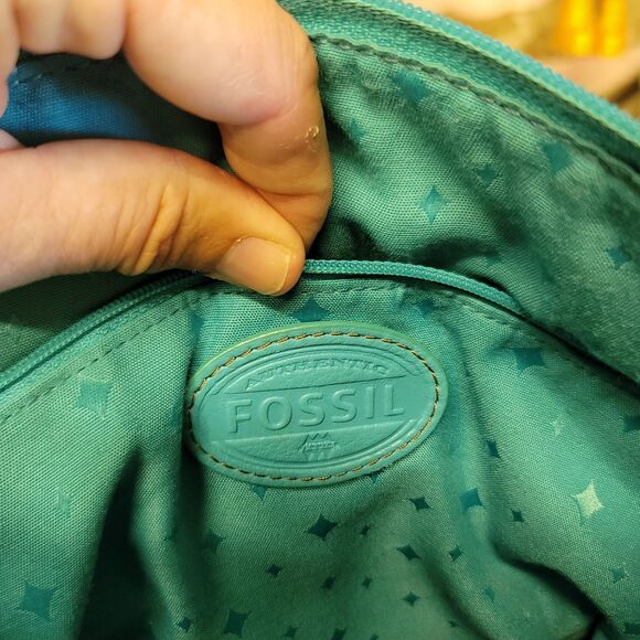 Fossil Morgan Traveler Crossbody Bag Turquoise Pebble Leather - Picture 11 of 16